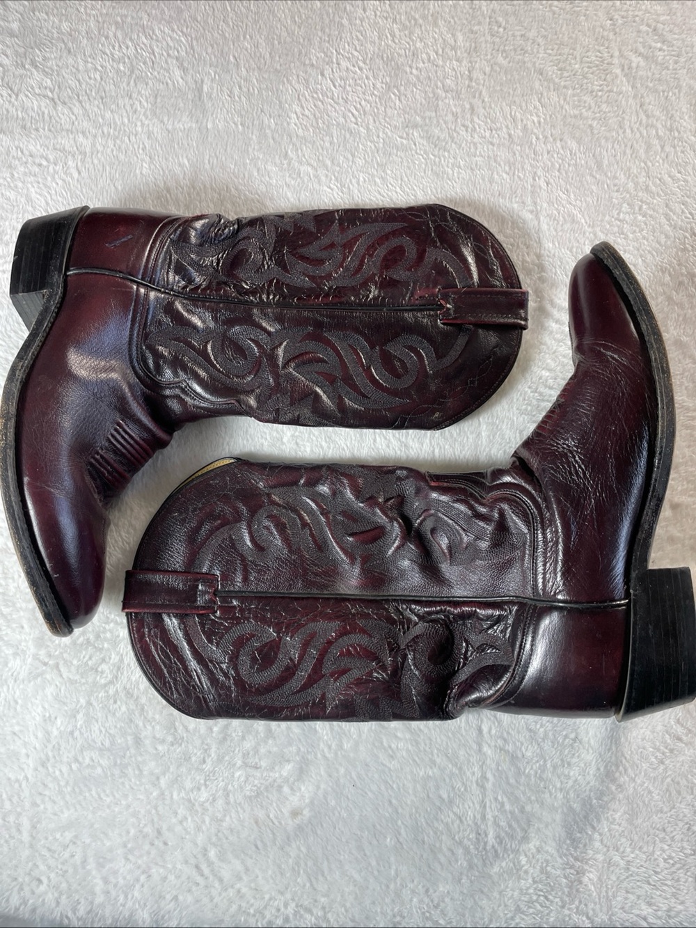 Dan Post Men 9E Milwaukee Leather  Black Cherry Cowboy Leather Western Boots